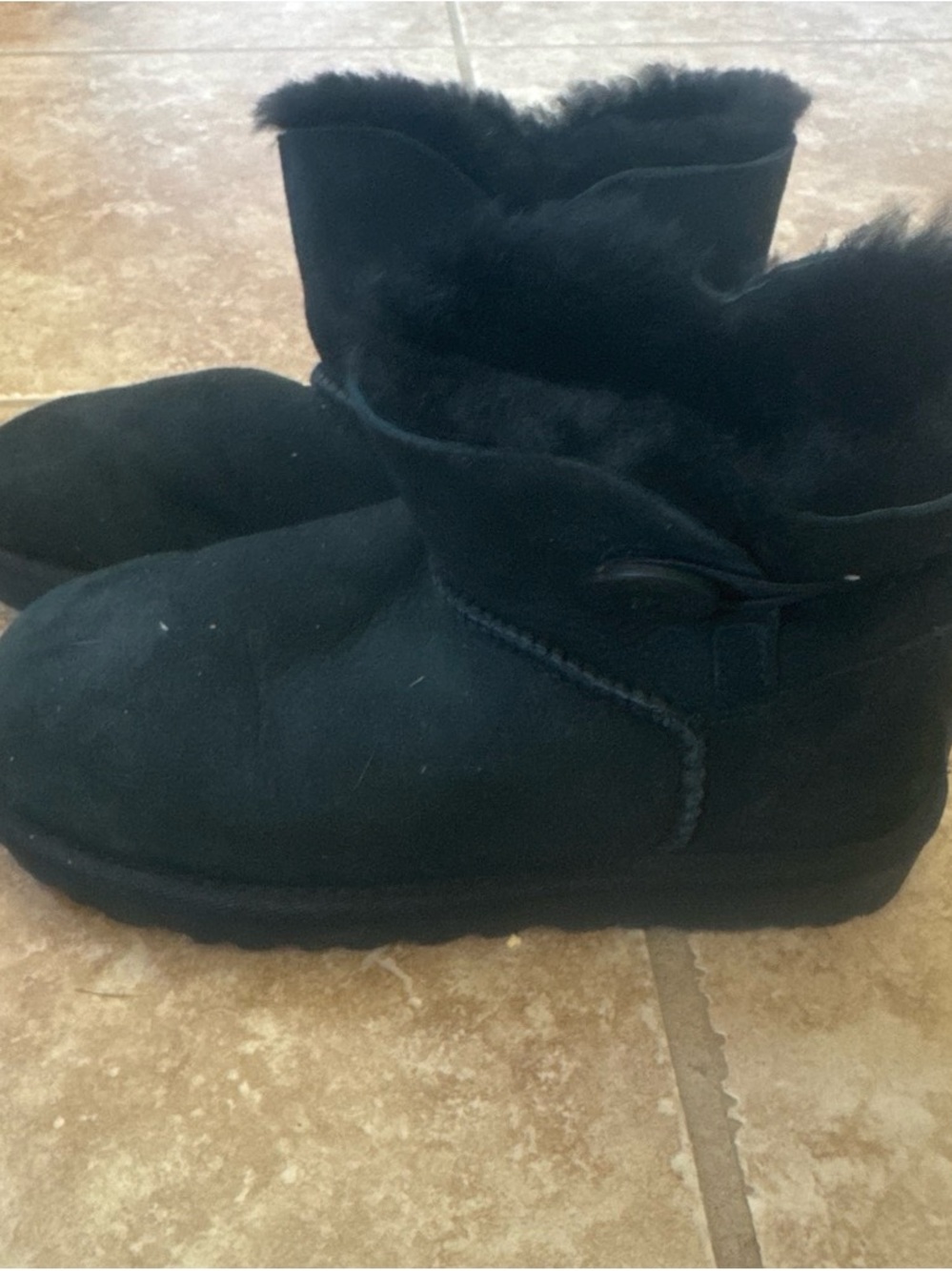 UGG Black Short Shearling Boot Slippers